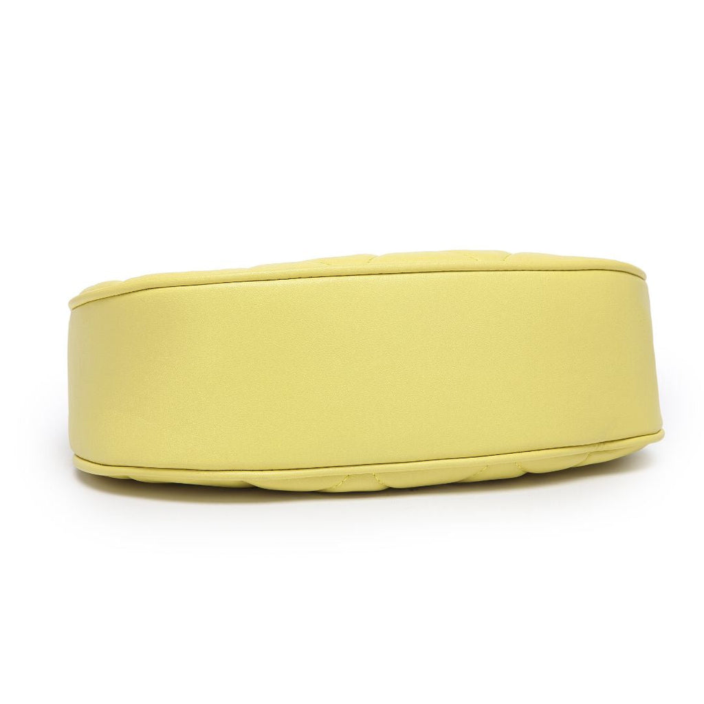 QUILTED LUXE YELLOW CHAIN SHOULDER BAG