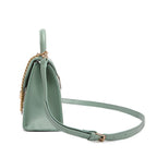 ELEGANT GREEN LOCK CHAIN STRUCTURED HANDBAG