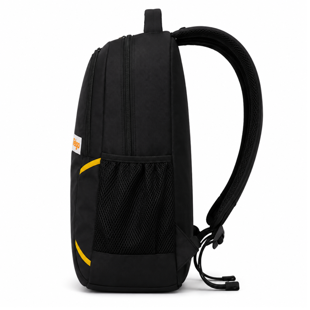 Telgo Lightweight Black Backpack with Yellow Accents