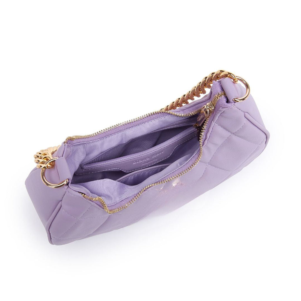 QUILTED LUXE PURPLE CHAIN SHOULDER BAG