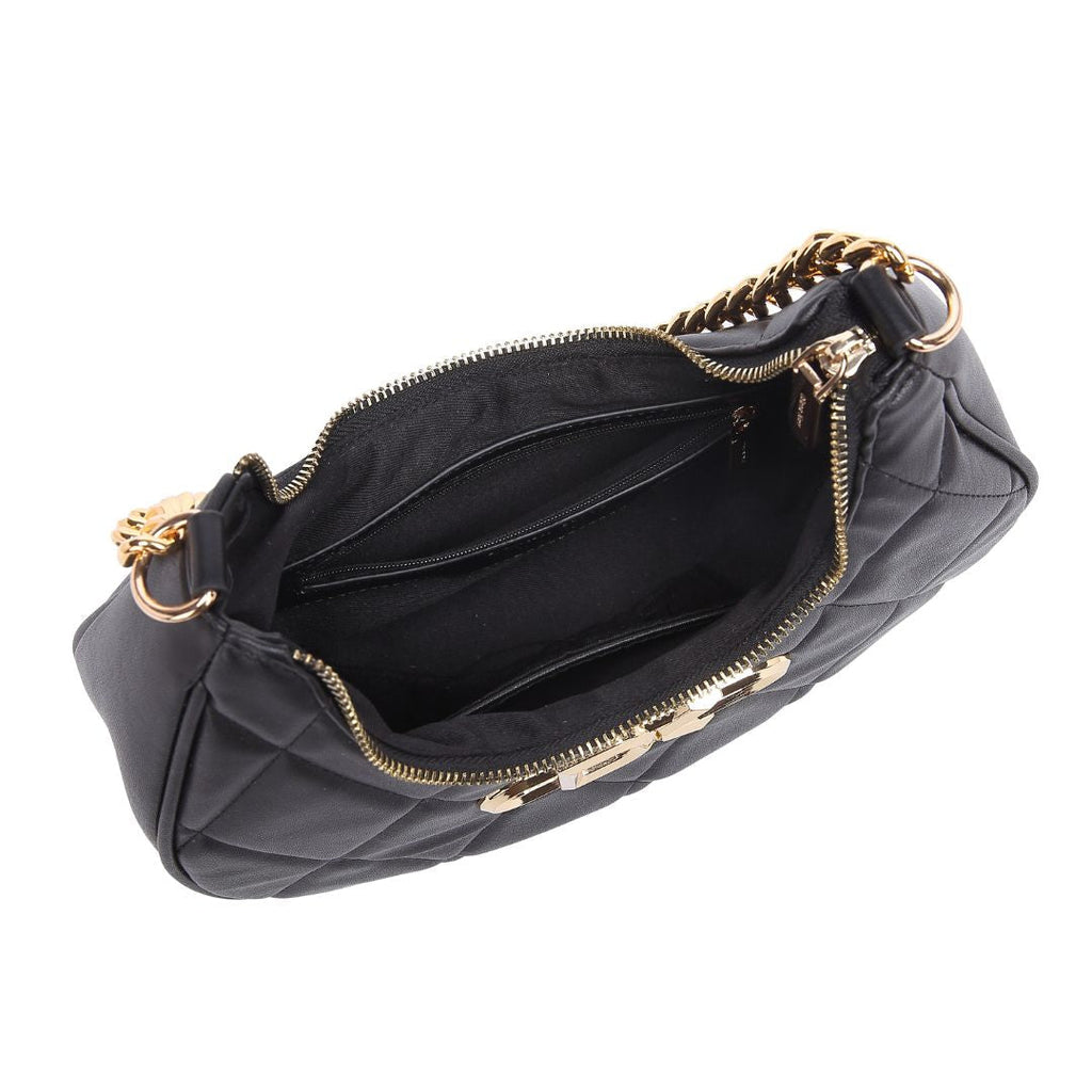 QUILTED LUXE BLACK CHAIN SHOULDER BAG