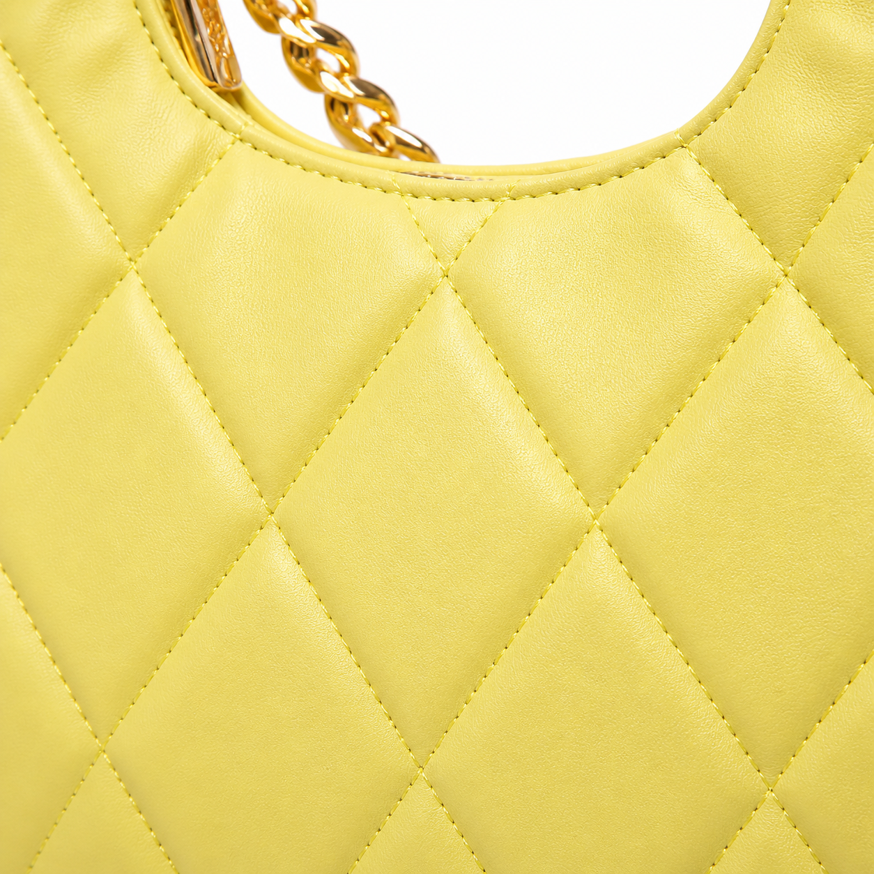 QUILTED LUXE YELLOW CHAIN SHOULDER BAG